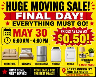 Final moving sale last day!