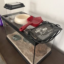 10 Gallon Terrarium And Misc Items