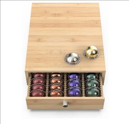 WELL WENG Bamboo Coffee Pod Holder Drawer Organizer Nespresso Vertuo K-Cup NV136BM