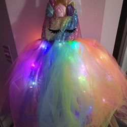 unicorn princess costume and everyday play with twinkle lights 
