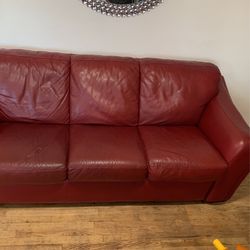 Red Leather Couch 