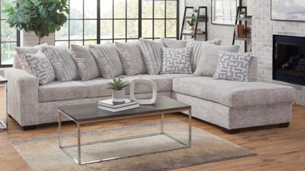 Galactic Oyster Sectional with Plush Pillows