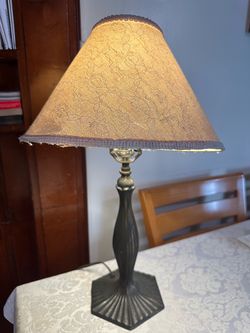 Vintage Table Lamp with Fabric Shade