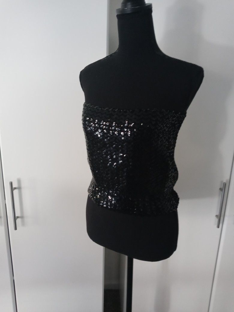 Halter Top Fully Sequin Handwork Clothing Black Sequin Top 
