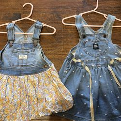 Baby girl clothes size 18 mos Osh Kosh bib overall dress bundle (2pcs)