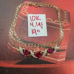 10K Solid Gold Chain and Pendant For Wedding 4.1Gr 19 Inches Long 