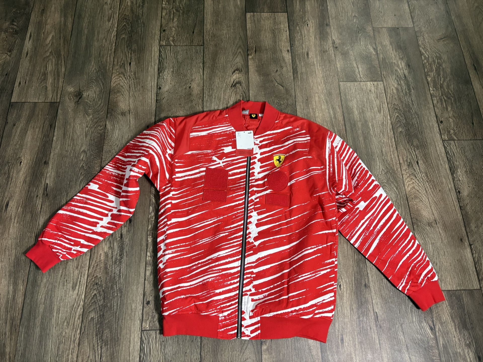 Puma Ferrari x Joshua Vides Race Jacket Red White Sweater 624932-02 Men’s Size M
