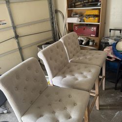 3 Upholstered Counter-Height Bar Stools – Excellent Condition