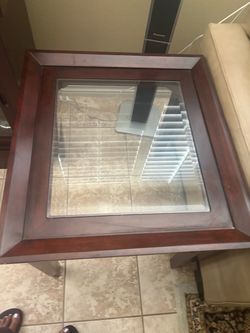 2 Glass top side tables and matching coffee table