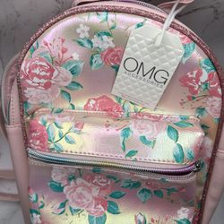 Rose Print Metallic Mini Backpack OMG! Accessories  