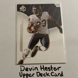 Devin Hester Chicago Bears Hall of Fame KR Upper Deck Card. 