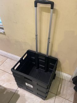 Quik Cart Folding Crate with Wheels - Tote Bin Collapsible Utility Cart - See My Other Items 😀