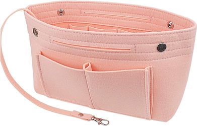 Felt Tote Handbag Purse Organizer Insert Divider Shaper Bag Light Pink, Small