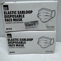 (2) New Elastic Earloop Disposable Face Masks $10 Takes Both Boxes. Must Pick Up