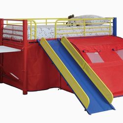 Coaster Home Furnishings Oates Lofted Bed with Slide and Tent Multi-Color, red/Yellow/Blue, Twin (7239)

