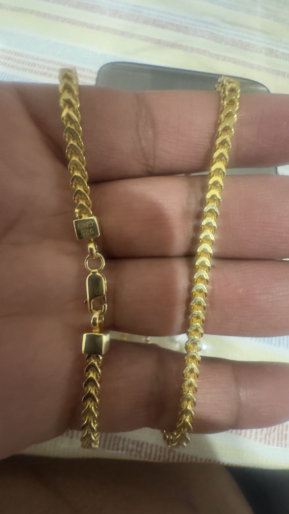 925 PLATED GOLD 24” FRANCO