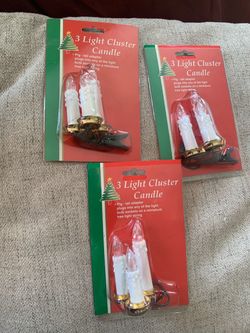 Vintage 3-Light Cluster Candle Tree Ornaments Pigtail Adapter Lot of 3