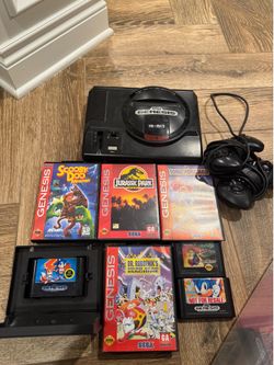 Old school Sega genesis with games