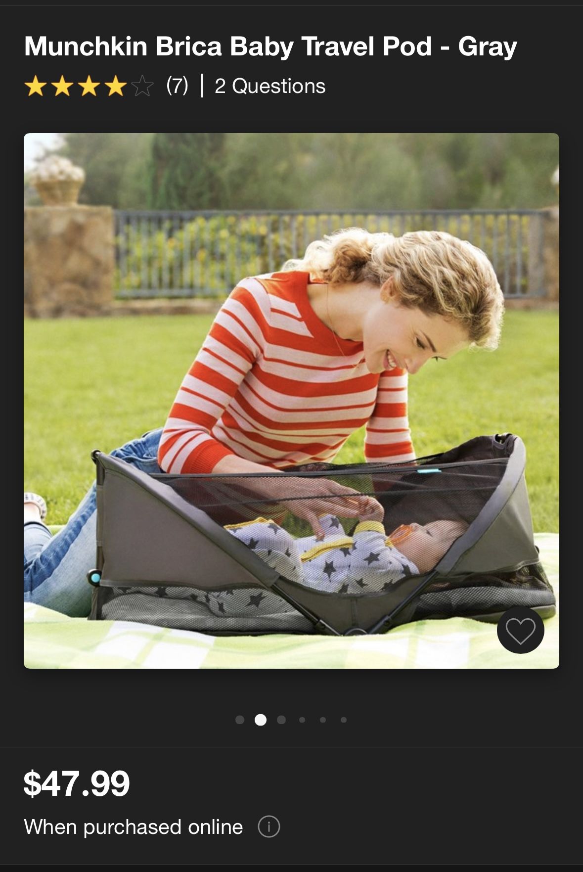 Travel Deals Munchkin Brica Travel Pod Portable Baby Lounger