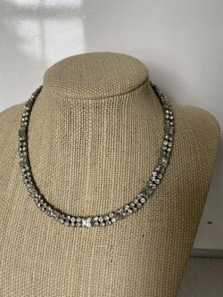 Sterling silver necklace with sparkly rhinestone 14” inches long