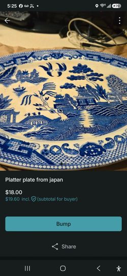 Blue Willow Ceramic Platter Plate