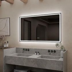 48 in. W x 36 in. H Rectangular Frameless Dimmable Wall Bathroom Vanity Mirror