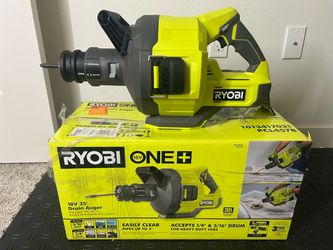 RYOBI ONE+ 18V Cordless Drain Auger with 35 ft Cable, LED Light, Auto Feed/Retract, Cable Lock, Enclosed Drum (Tool Only)