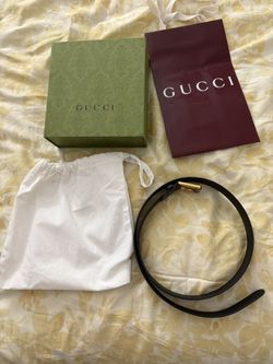 Gucci GG Rectangular Monogram Leather Single Buckle Belt Black