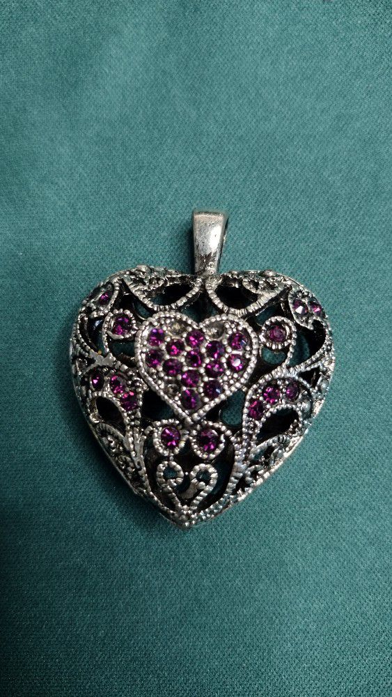 Silver &  Red Heart Pendant
