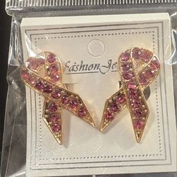 Fashion Jewelry Pink Ribbon Clip On Earrings NEW 