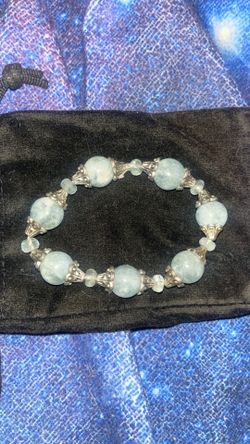 Icy blue glass beaded bracelet