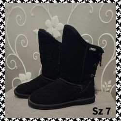 WOMENS BLACK FUZZY LINED WINTER BOOTS SIZE 7
