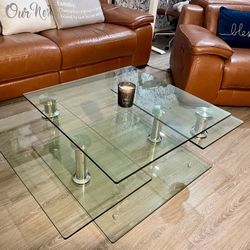 Square Clear Silver Motion Coffee Table