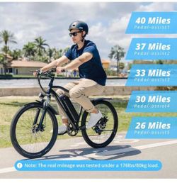 Electric Bike 26" Fat Tire Electric Bike for Adult, 25mph Peak 750W 48V 10.4Ah Removable Lithium-Ion Battery Electric Mountain Bike, 3H Fast Charge, L