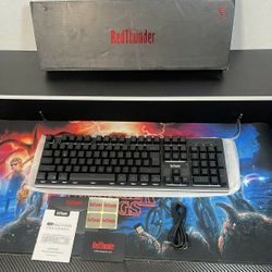 New RedThunder K10 Wireless Gaming Keyboard, Rechargeable 3000mAh 2.4G LED Backlit Wireless, Ergonomic Keyboard W/ Mechanical Feeling Keys for PC PS4 