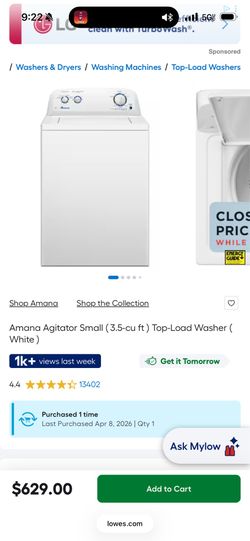 Washer/dryer gas
