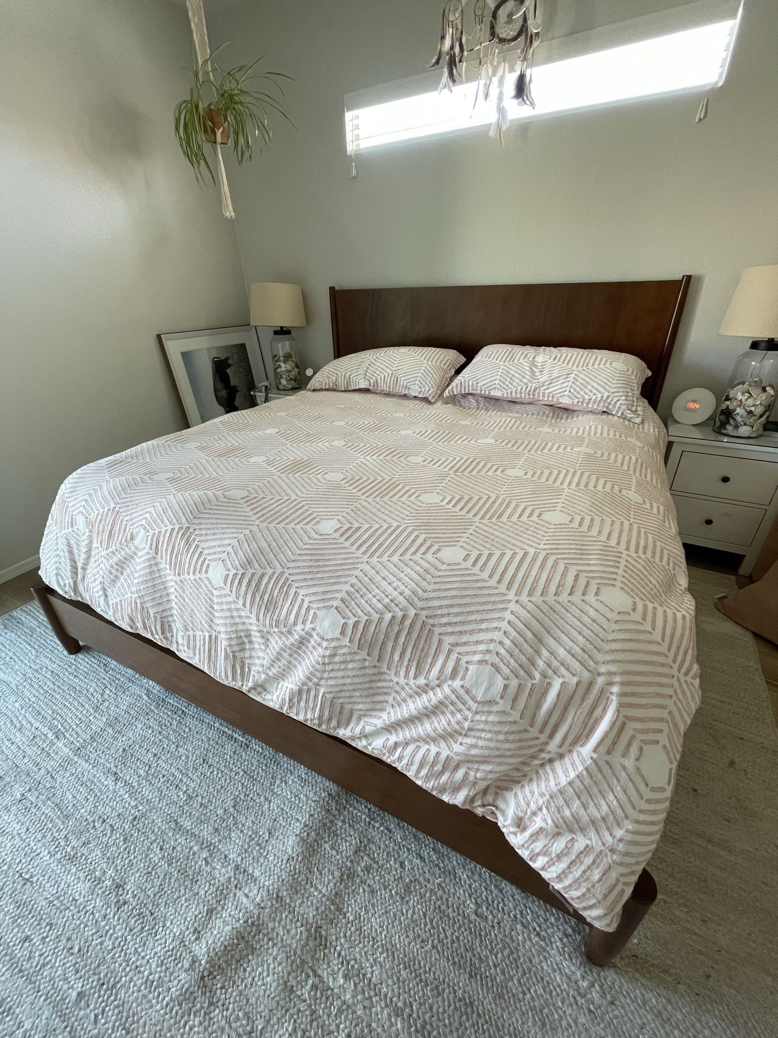 Mid-Century Modern Acorn Wood Bed King Size