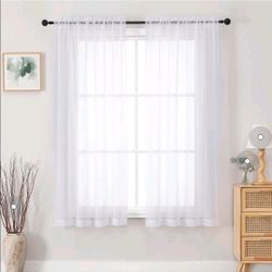 59x63 Extra Wide White Sheer Curtains 2 Panels, 63 Inch Long Light Filtering Voile Drapes for Living Room Bedroom, Rod Pocket Window Panels, Each 59" 
