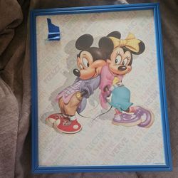 Vintage 1986 mickey and minnie poster with cork board and dry erase board.Please read description