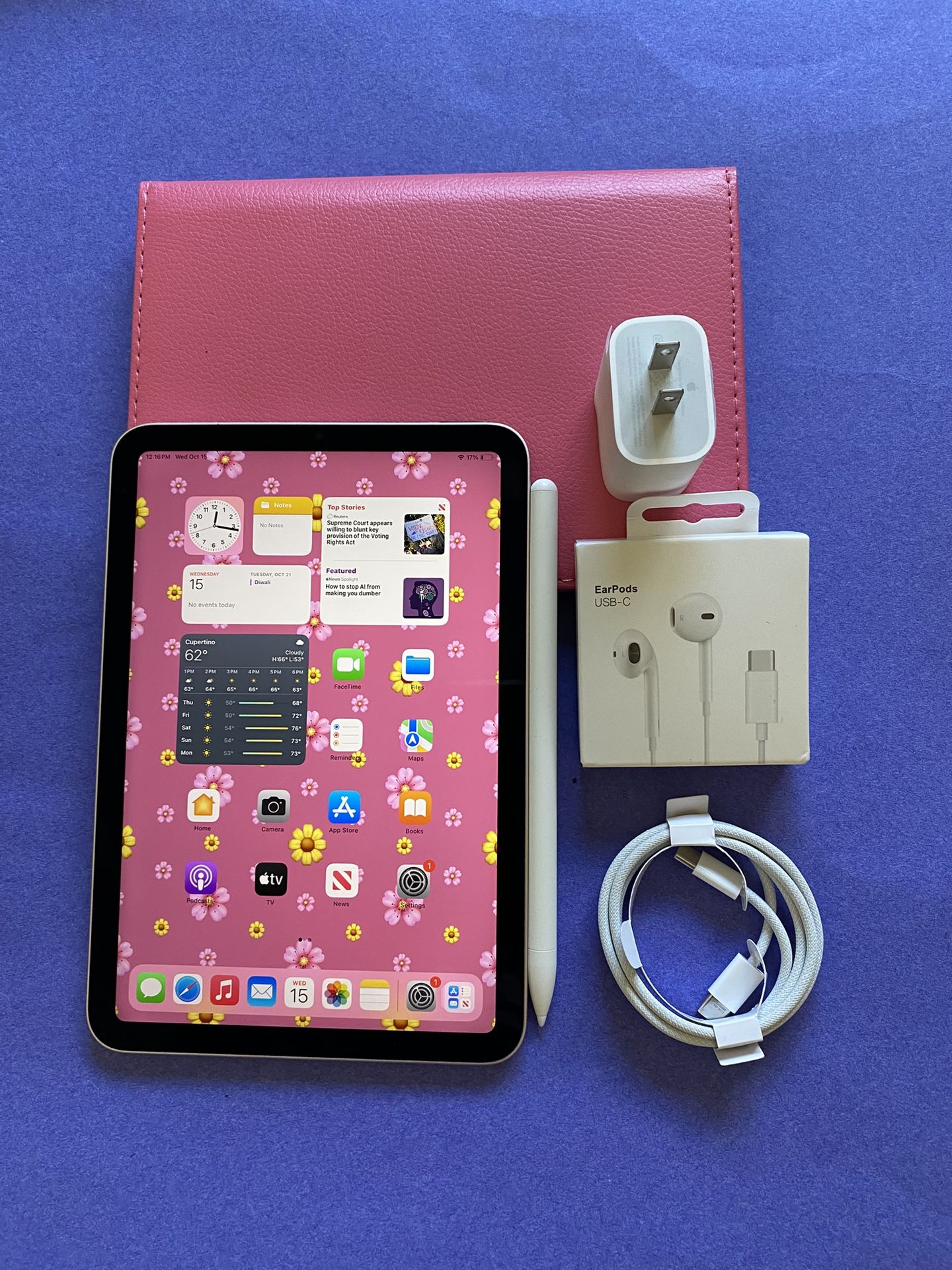 Apple iPad Mini 6th Generation (2021 model / Pink) 64GB with Pink Case, Pen & Accessories