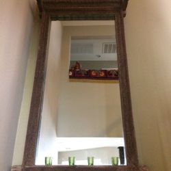 Antique carved "door" hall mirror.. Massive heavy