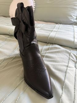 Black Western Ankle Boot with Bow