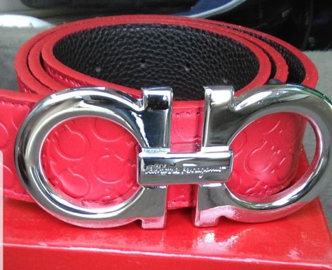 Red and Silver ferragamo belt free delivery size 24-48
