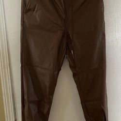 Ladies Size Small Brown Faux Leather Pants