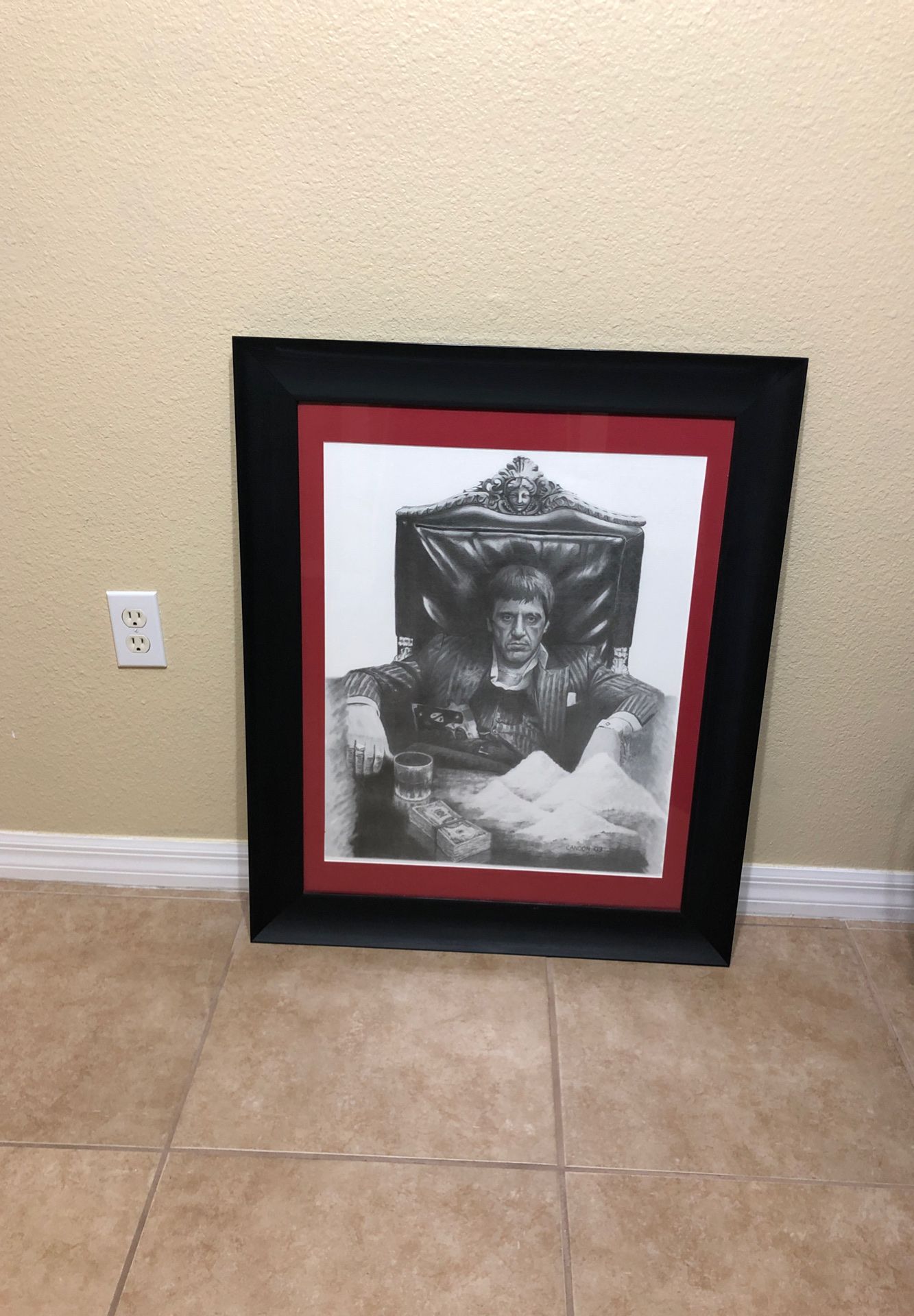 Scarface chair scene - custom framed - Drawing print - 80$