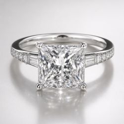 4.00 CT Princess Lab-Grown Diamond Engagement Ring 14K White Gold