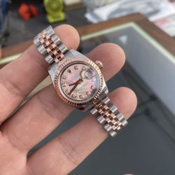 Rolex Ladies Rose Gold 179171 Factory Black Pearl Box Papers Buy Sale Trade Gold Silver 14k 24k Diamonds Watches Jewelry 
