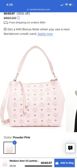 MCM Klara Soft Pink Visetos Medium Hobo Crossbody Bag