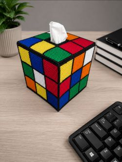 Handmade Rubik's Cube Tissue Box Cover - Novelty Retro Game Gift