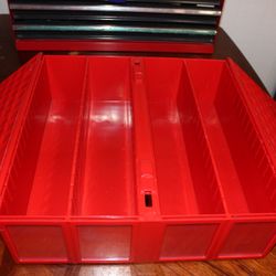 Red Plastic Organizer Storage Box w/ Dividers - Tool, Craft, Parts Organizer